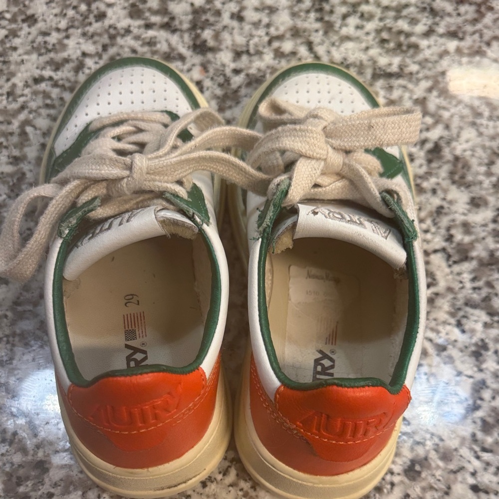 Autry Green & White Kids Leather Sneakers - Picture 4 of 6